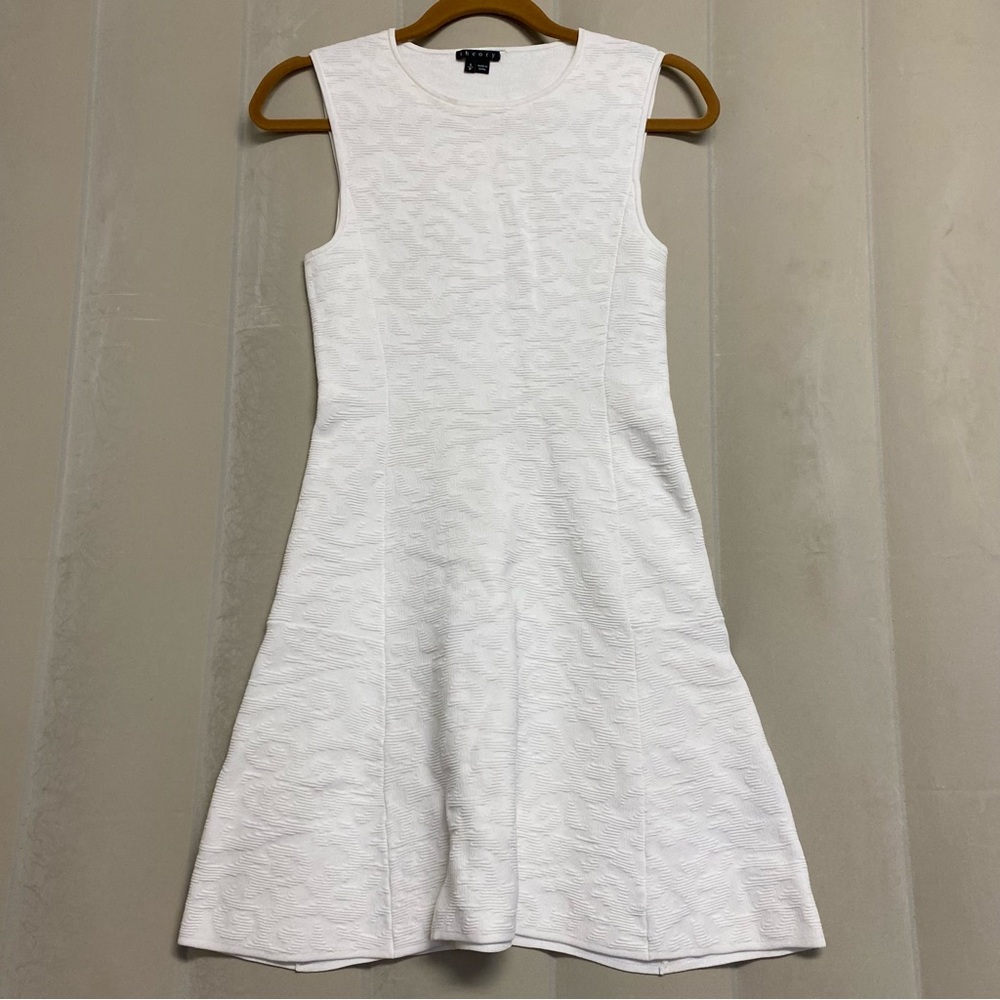 Theory Women’s Dress Small Textured Fit Flare A Line Sleeveless Feminine Dainty
